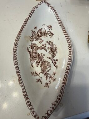 Rare 1878 antique English Transferware lily & fan bowl elsmore & son aesthetic